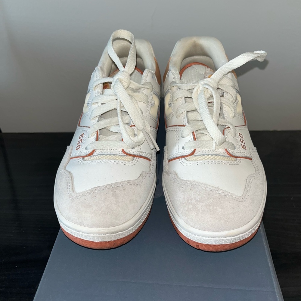 New Balance 550 White and Orange Sneakers - Picture 3 of 6